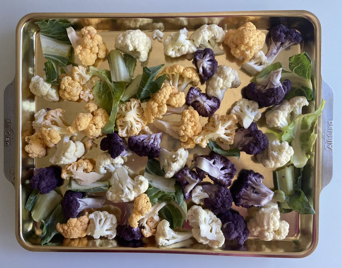 Colorful cauliflowers retain their pretty hues when briefly blanched or roasted. (JeanMarie Brownson/TNS)