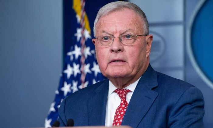 Keith Kellogg, National Security Adviser to U.S. Vice President Mike Pence, speaks to the press in the Brady Briefing Room of the White House in Washington on Sept. 22, 2020, (Saul Loeb/AFP via Getty Images)