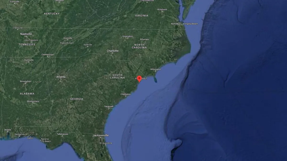 Location of Garden City beach in Garden City, S.C., in 2022. (Google Maps/Screenshot via The Epoch Times)