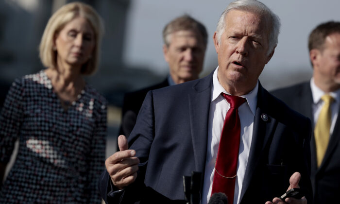 Rep. Randy Weber (R-Texas) speaks at a press conference, alongside members of the Second Amendment Caucus, outside the U.S. Capitol Building in Washington, on March 8, 2022. (Anna Moneymaker/Getty Images)