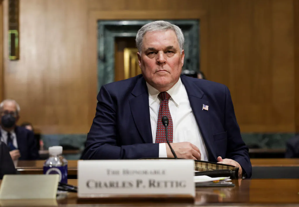 IRS Commissioner Charles Rettig testifies before the Senate Finance Committee on Capitol Hill in Washington on April 7, 2022. (Kevin Dietsch/Getty Images)