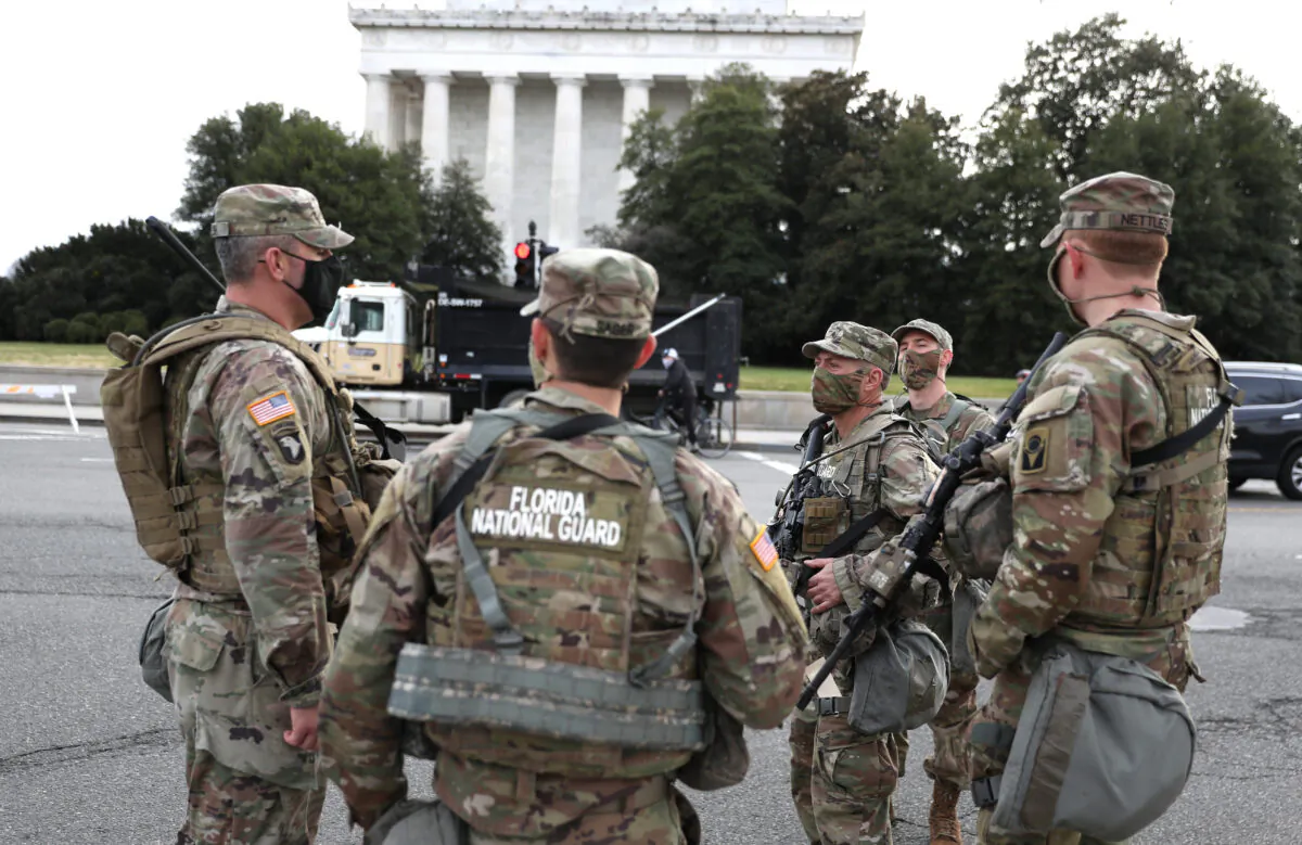 Members of the Florida National Guard in Washington in a Jan. 16, 2021, file photograph. (Joe Raedle/Getty Images)
