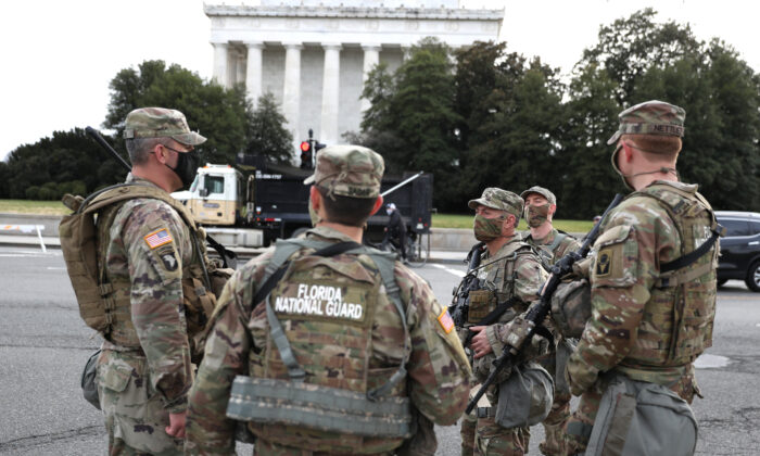 Members of the Florida National Guard in Washington in a Jan. 16, 2021, file photograph. (Joe Raedle/Getty Images)