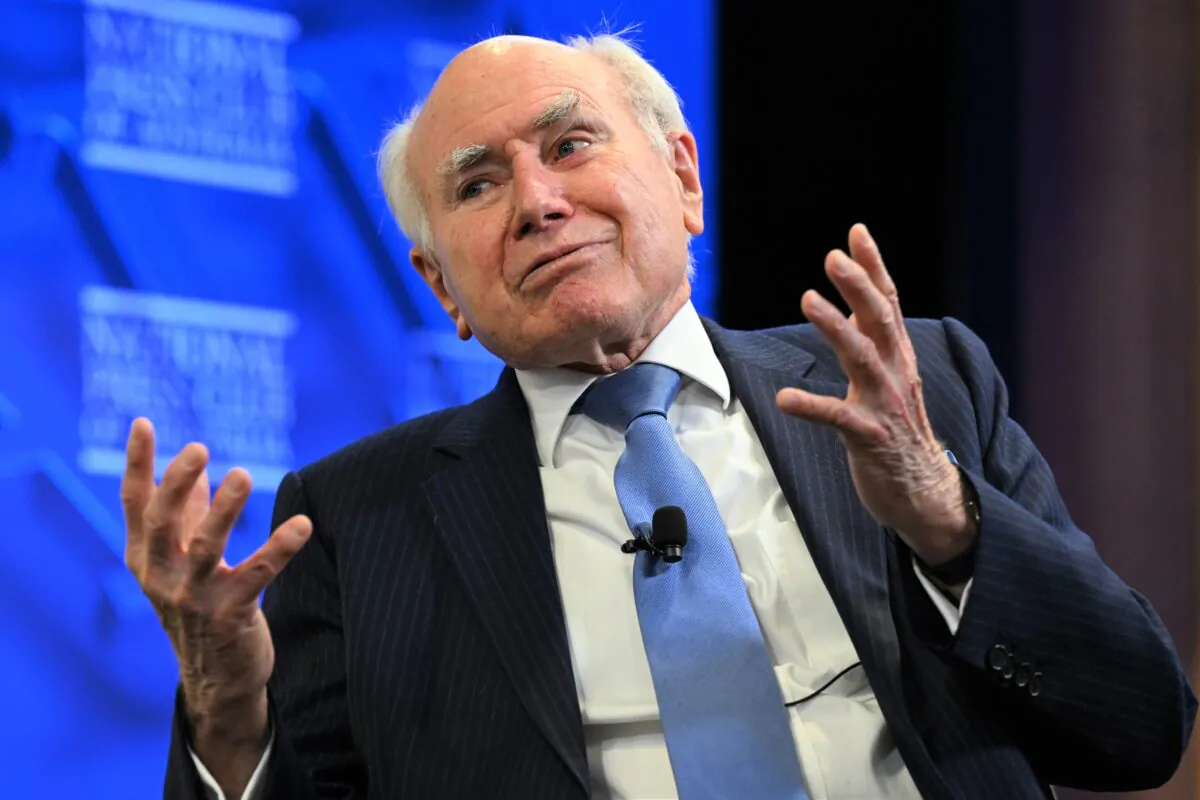 Former Prime Minister John Howard during the launch of "The Art of Coalition" book at the National Press Club in Canberra, Australia, on June 23, 2022. (AAP Image/Mick Tsikas)