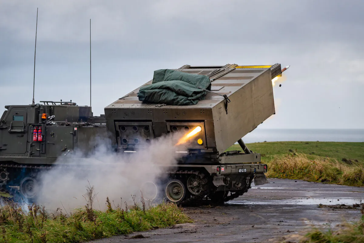 Undated handout photo issued by UK Ministry of Defence of Guided Multiple Launch Rocket System (GMLRS) firing at Kirkcudbright Ranges, Scotland, UK. (Cpl Nathan Tanuku/UK Ministry of Defence through PA Media)