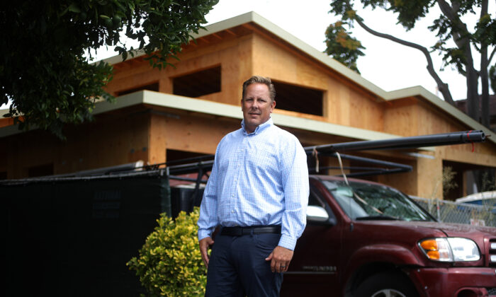 Steve Nelson a partner at Nelson/Nelson Insurance Services is photographed at a home construction site in Sunnyvale, Calif., on Aug. 1, 2022. (Aric Crabb/Bay Area News Group/TNS)