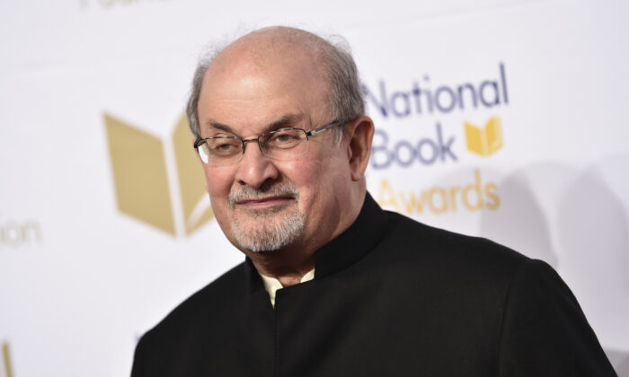 Salman Rushdie attends the 68th National Book Award Benefit Dinner and Ceremony in New York on Nov. 15, 2017. (Evan Agostini/Invision/AP)
