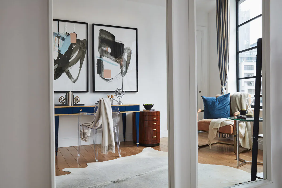 Mirrors are used to help make a small home office space visually larger. (Scott Gabriel Morris/Handout/TNS)