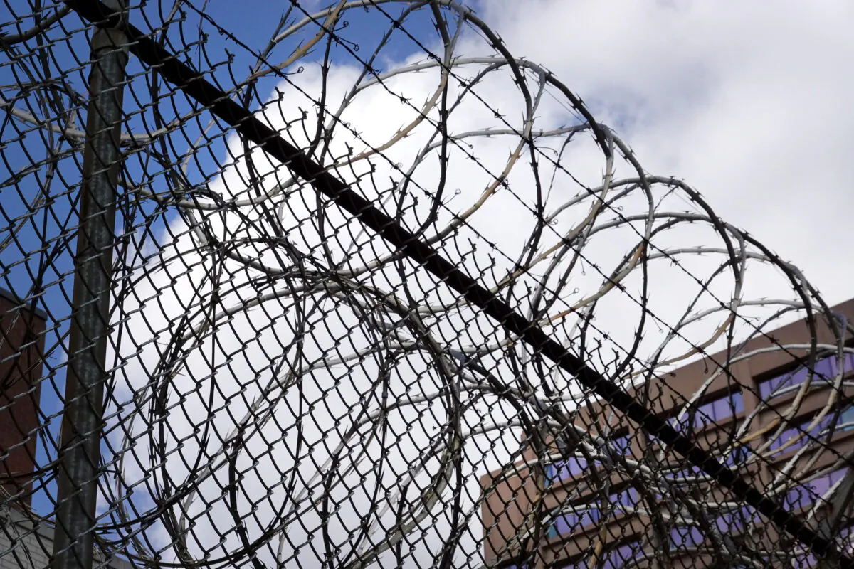 A fence surrounds the Cook County jail complex in Chicago, Illinois, on April 09, 2020. (Scott Olson/Getty Images)