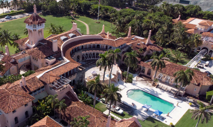 An aerial view of former President Donald Trump's Mar-a-Lago home in Palm Beach, Fla., on Aug. 15, 2022. (Marco Bello/Reuters)
