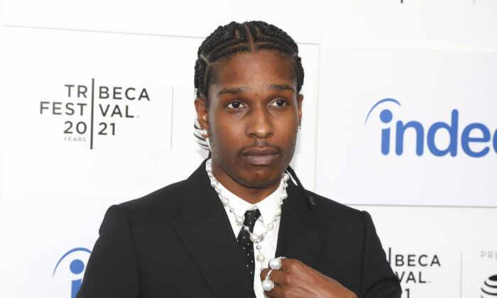 Rapper A$AP Rocky attends the premiere for "Stockholm Syndrome," during the 20th Tribeca Festival at The Battery in New York on June 13, 2021. (Andy Kropa/Invision/AP)