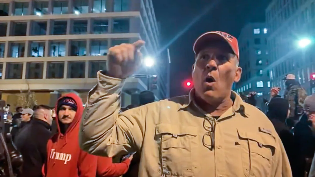 Ray Epps captured on a video in Washington, DC, on Jan. 5, 2021. (Villain Report/Screenshot via The Epoch Times)