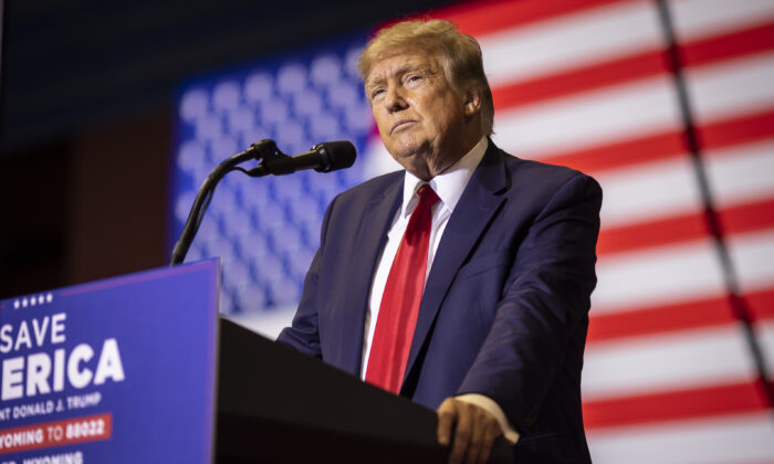 Former President Donald Trump speaks at a rally Casper, Wyo., on May 28, 2022. (Chet Strange/Getty Images)