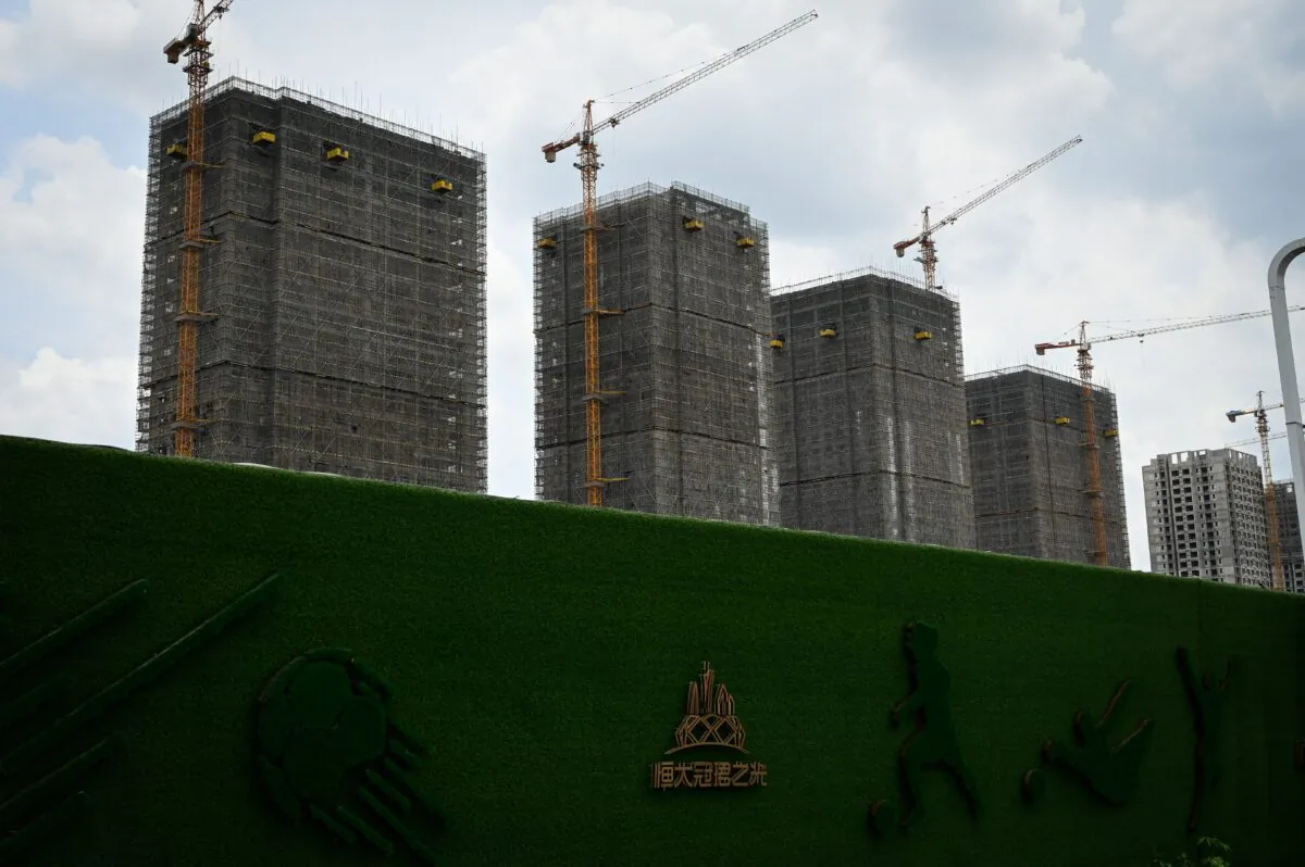 Evergrande residential buildings under construction in Guangzhou, in Guangdong Province, China, on July 18, 2022. (Jade Gao/AFP via Getty Images)