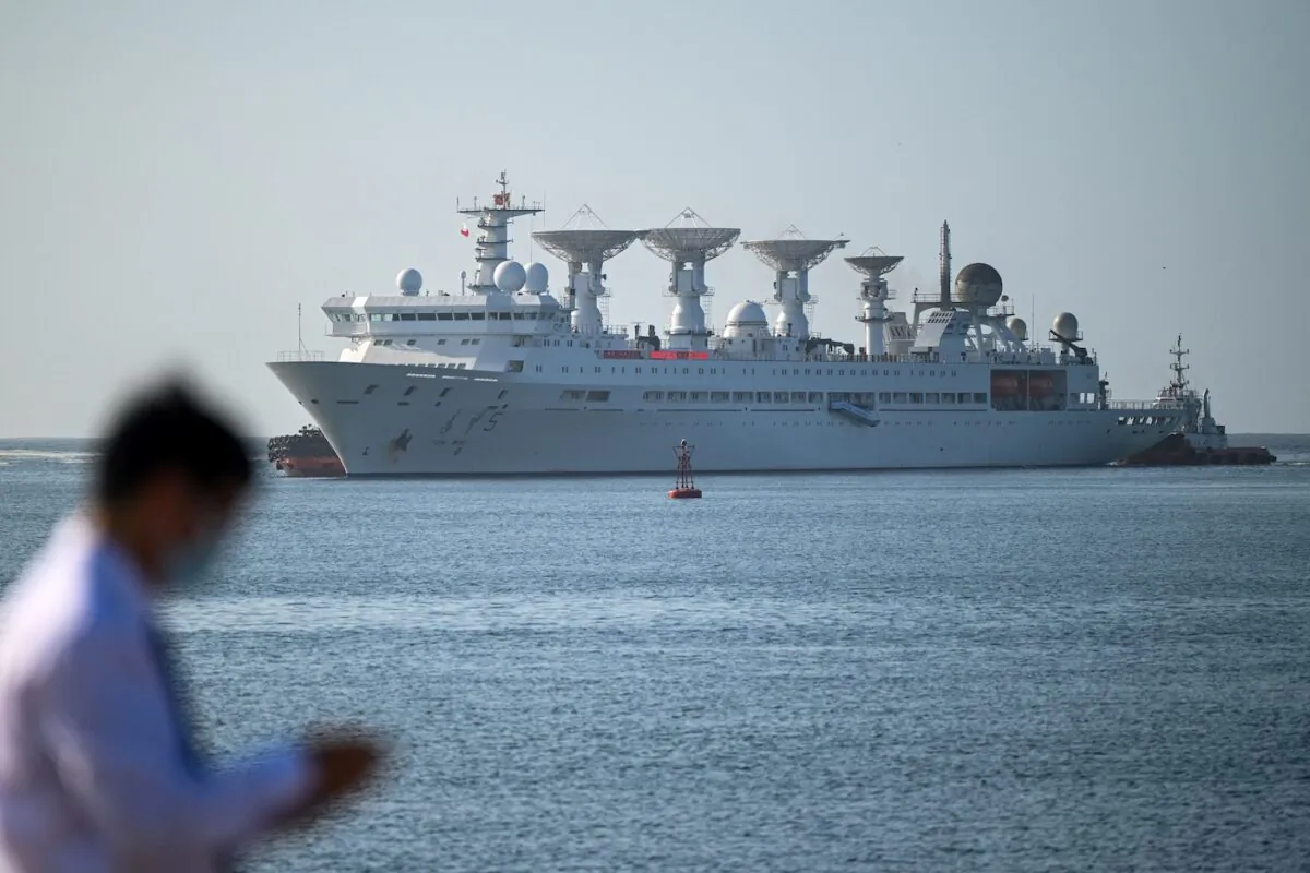 China's research and survey vessel, the Yuan Wang 5, arrives at Hambantota port on Aug.16, 2022. (Ishara S. Kodikara/AFP via Getty Images)