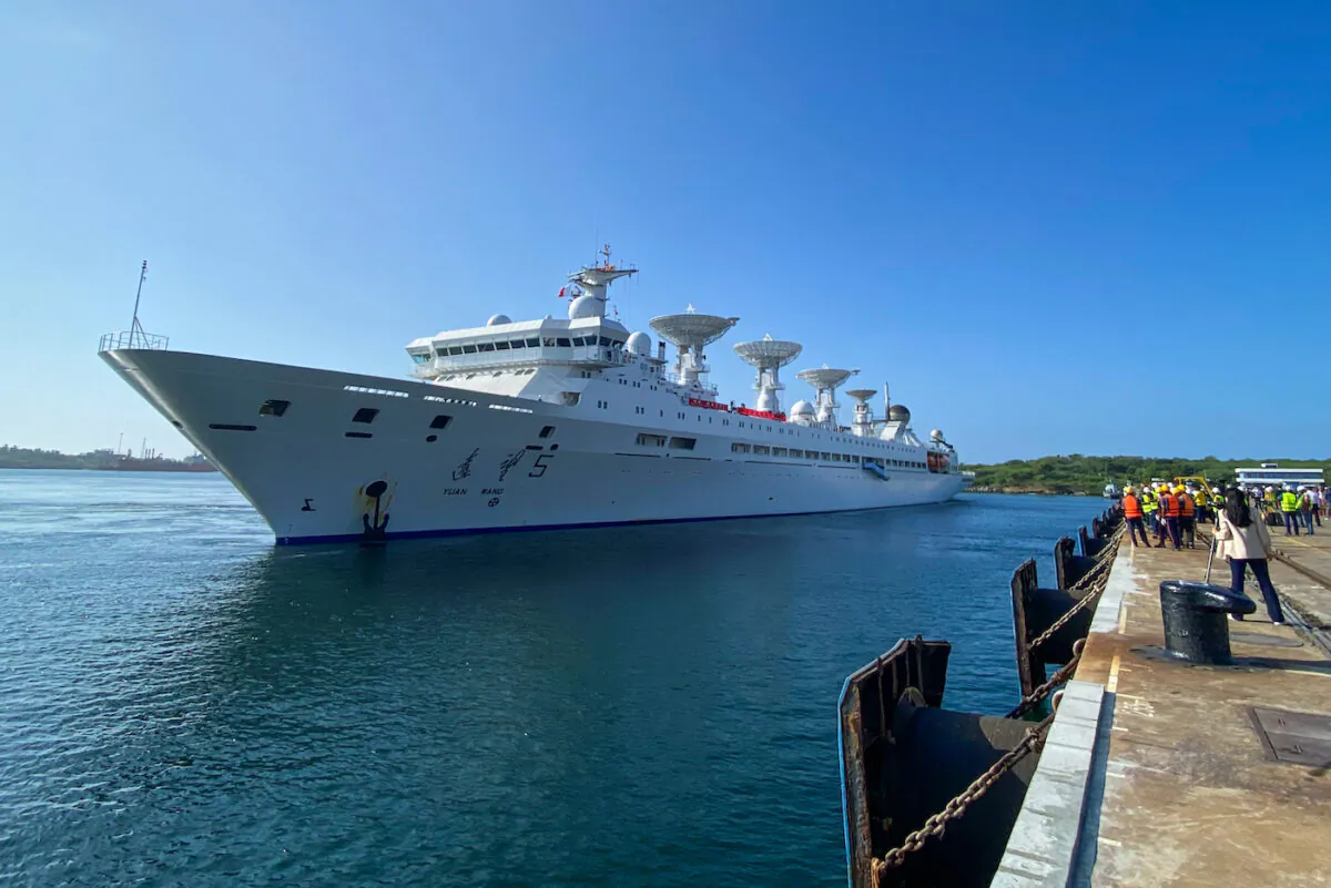 China's research and survey vessel, the Yuan Wang 5, arrives at Hambantota port on Aug.16, 2022. (Ishara S. Kodikara/AFP via Getty Images)