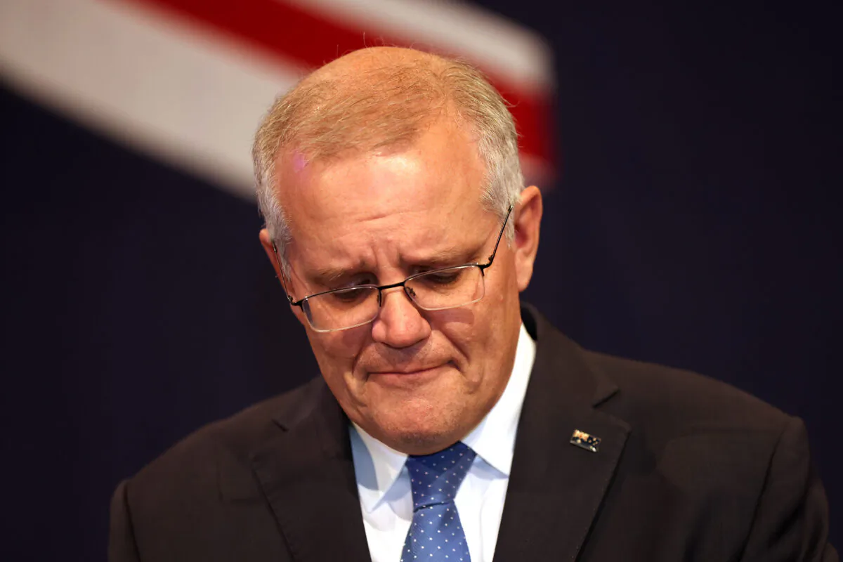 Former Prime Minister of Australia Scott Morrison concedes defeat following the results of the Federal Election in Sydney, Australia, on May 21, 2022. (Asanka Ratnayake/Getty Images)