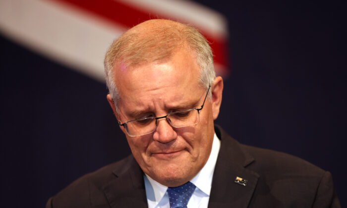 Former Prime Minister of Australia Scott Morrison concedes defeat following the results of the Federal Election in Sydney, Australia, on May 21, 2022. (Asanka Ratnayake/Getty Images)