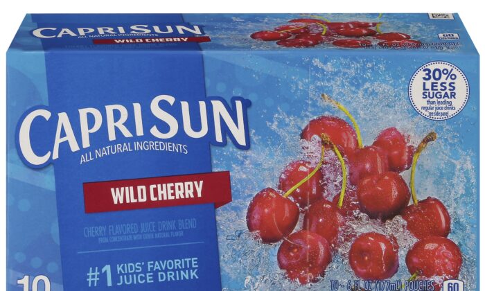 The packaging of Wild Cherry flavor Capri Sun. (Kraft Heinz via AP)