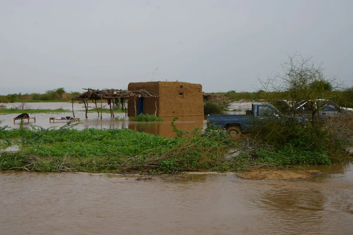 A flooded area near the al-Qash River in Aroma in the eastern state of Kassala, Sudan, on Aug. 18, 2022. (Hussein Ery/AFP via Getty Images)