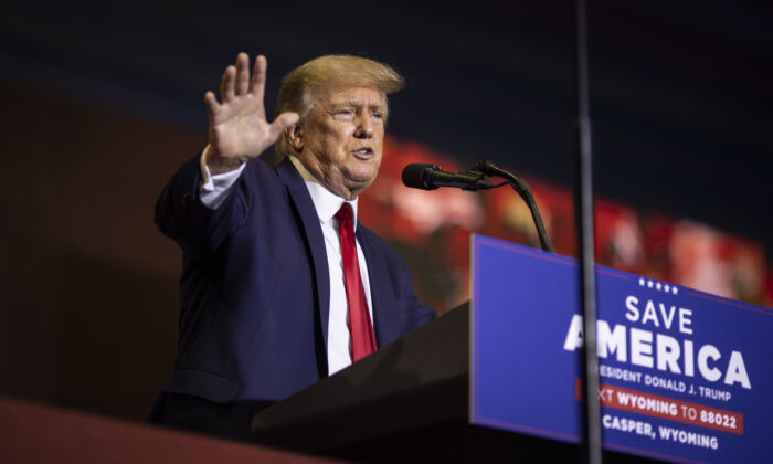 Former President Donald Trump speaks at a rally Casper, Wyo., on May 28, 2022. (Chet Strange/Getty Images)
