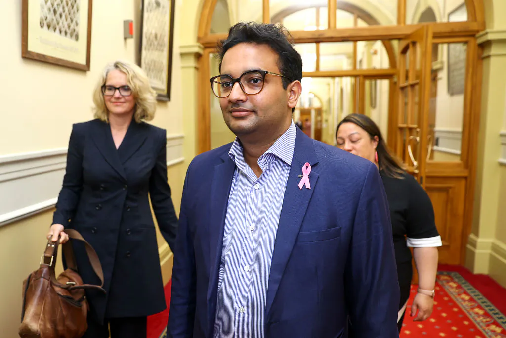 Gaurav Sharma arrives at a Labour caucus meeting in Wellington, New Zealand, on Nov. 2, 2020. (Hagen Hopkins/Getty Images)