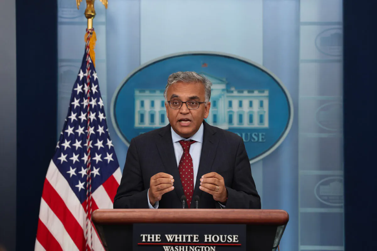 White House COVID-19 Response Coordinator Dr. Ashish Jha speaks to reporters during a press briefing at the White House in Washington on July 25, 2022. (Anna Moneymaker/Getty Images)