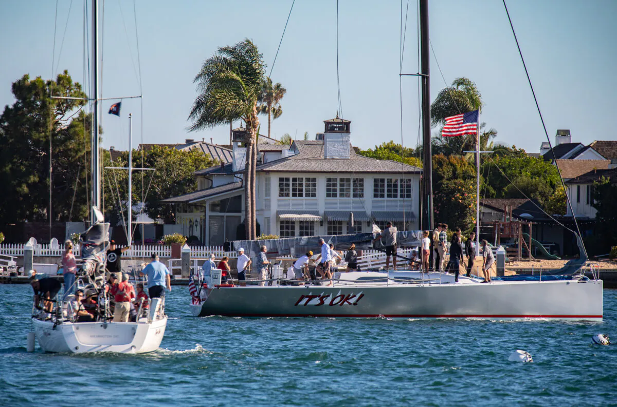 Marines from Camp Pendleton cruise on boats with Balboa Yacht Club members in Newport Beach, Calif., on Aug. 11, 2022. (John Fredricks/The Epoch Times)