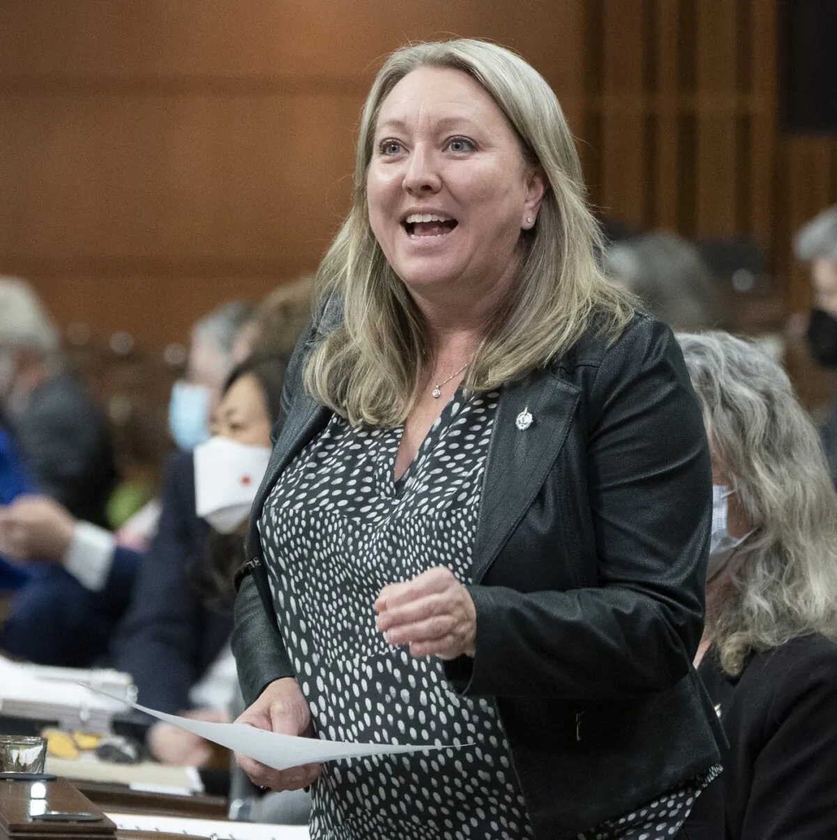 Treasury Board President Mona Fortier rises during Question Period, May 2, 2022 in Ottawa. (The Canadian Press/Adrian Wyld)