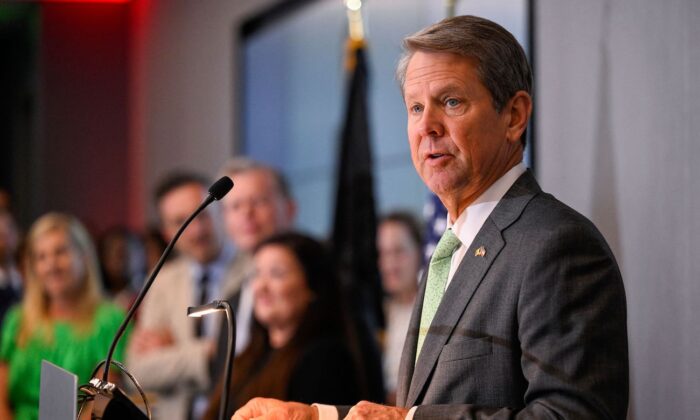 Georgia Gov. Brian Kemp during a dinner reception in Atlanta on June 6, 2022. (Laurie Dieffembacq/Belga Mag/AFP via Getty Images)