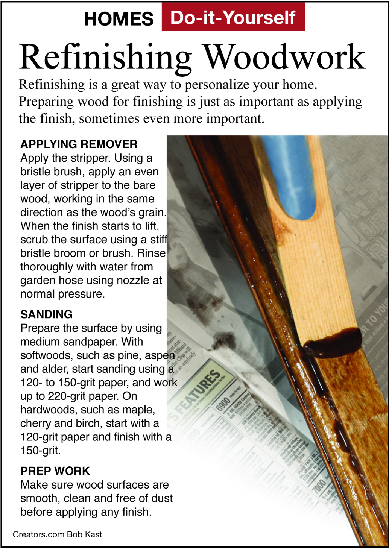 refinishing woodwork tip sheet