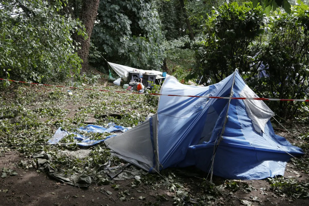 The camping site where a tree fell on a bungalow during storms killing a 13-year-old tourist in Sagone on the French Mediterranean island of Corsica on Aug. 18, 2022. (Pascal Pochard-Casabianca/AFP via Getty Images)