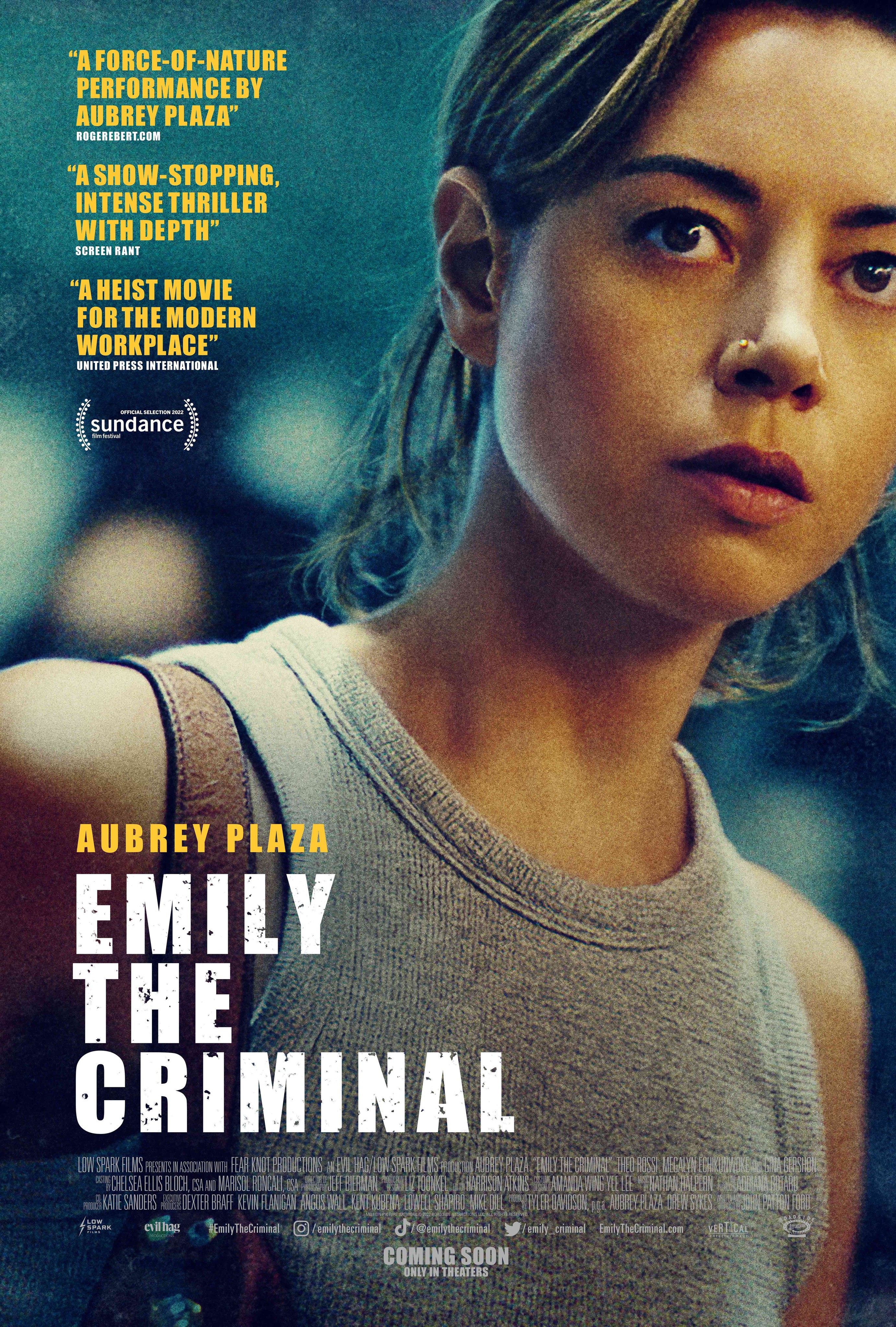 Movie poster for "Emily the Criminal."L