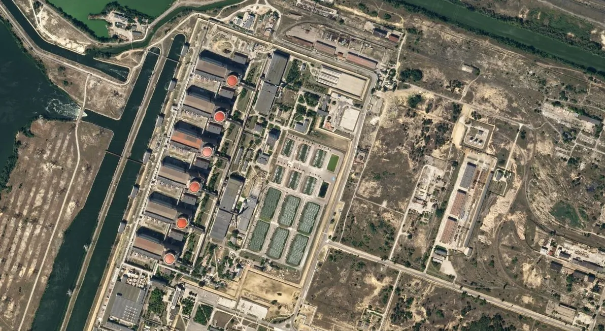 An overview of the Zaporizhzhia Nuclear Power Plant in Enerhodar, Ukraine, on Aug. 7, 2022. (Planet Labs PBC/Handout via Reuters)