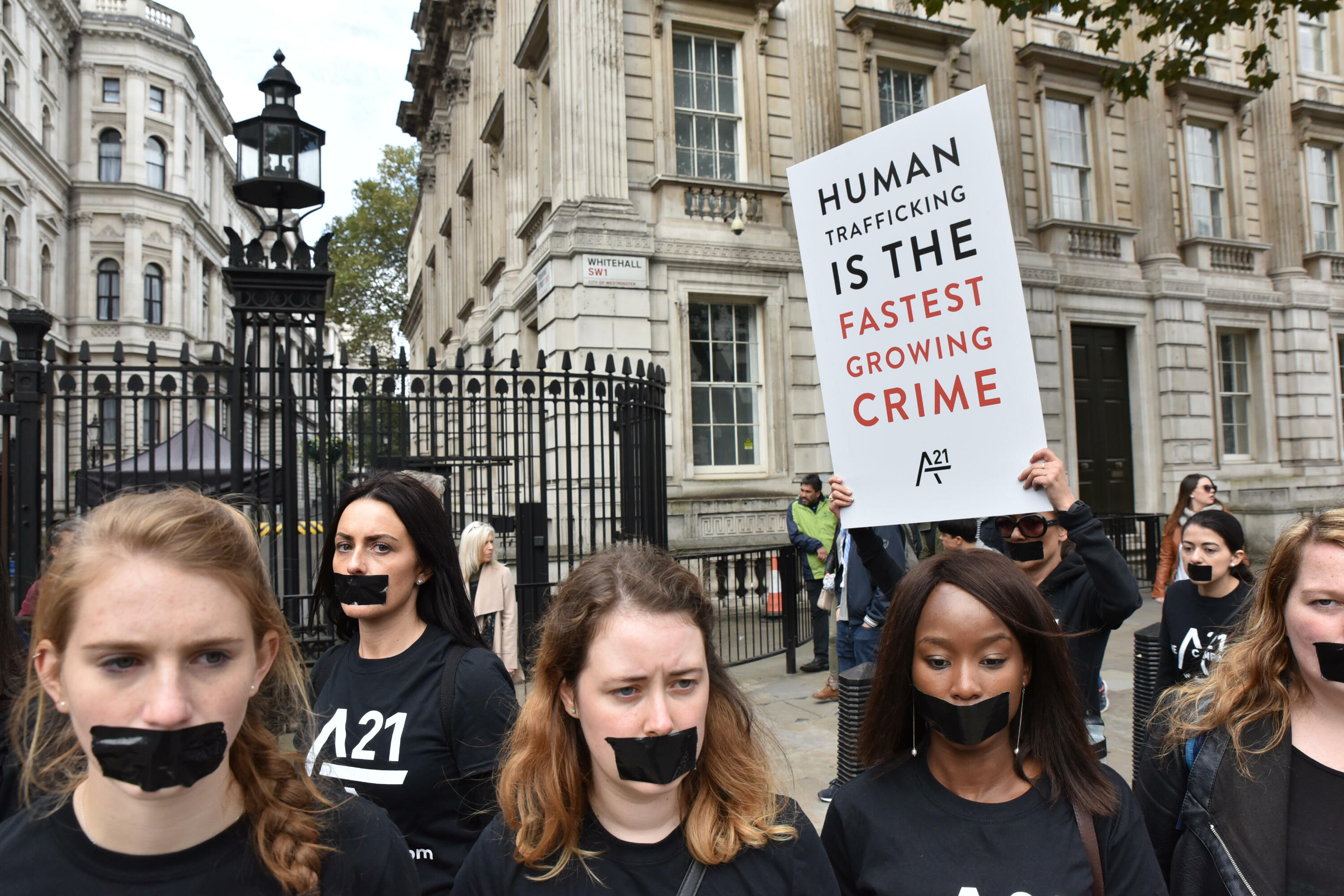 A silence march against modern slavery in London in 2016