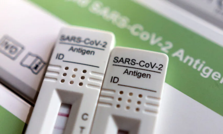Rapid SARS-CoV-2 Antigen Test kits are seen in this illustration taken Jan. 13, 2022. (Dado Ruvic/Reuters)