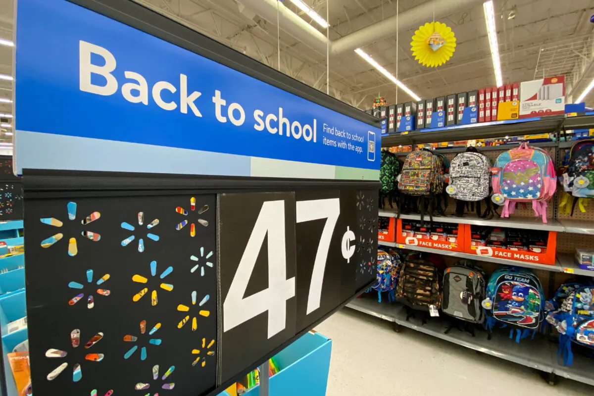 Back-to-school supplies are shown for sale at a Walmart store in Encinitas, Calif., U.S., July 28, 2020. (Mike Blake/Reuters)