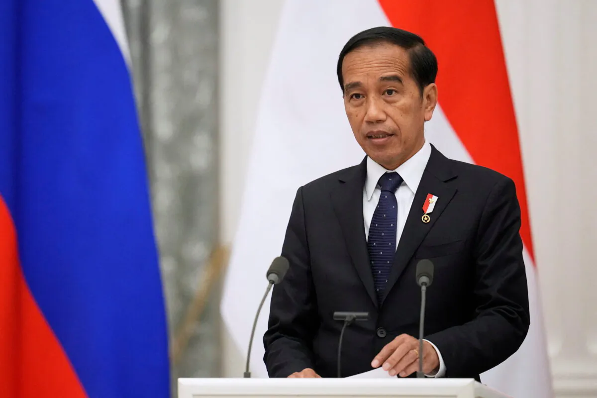 Indonesian President Joko Widodo attends a joint news conference with Russian President Vladimir Putin following their meeting in Moscow, on June 30, 2022. (Alexander Zemlianichenko/Pool via Reuters)
