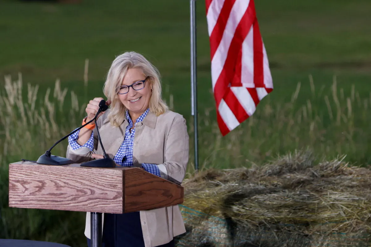 Republican candidate Rep. Liz Cheney speaks during her primary election night party in Jackson, Wyoming on Aug. 16, 2022. (David Stubbs/Reuters)
