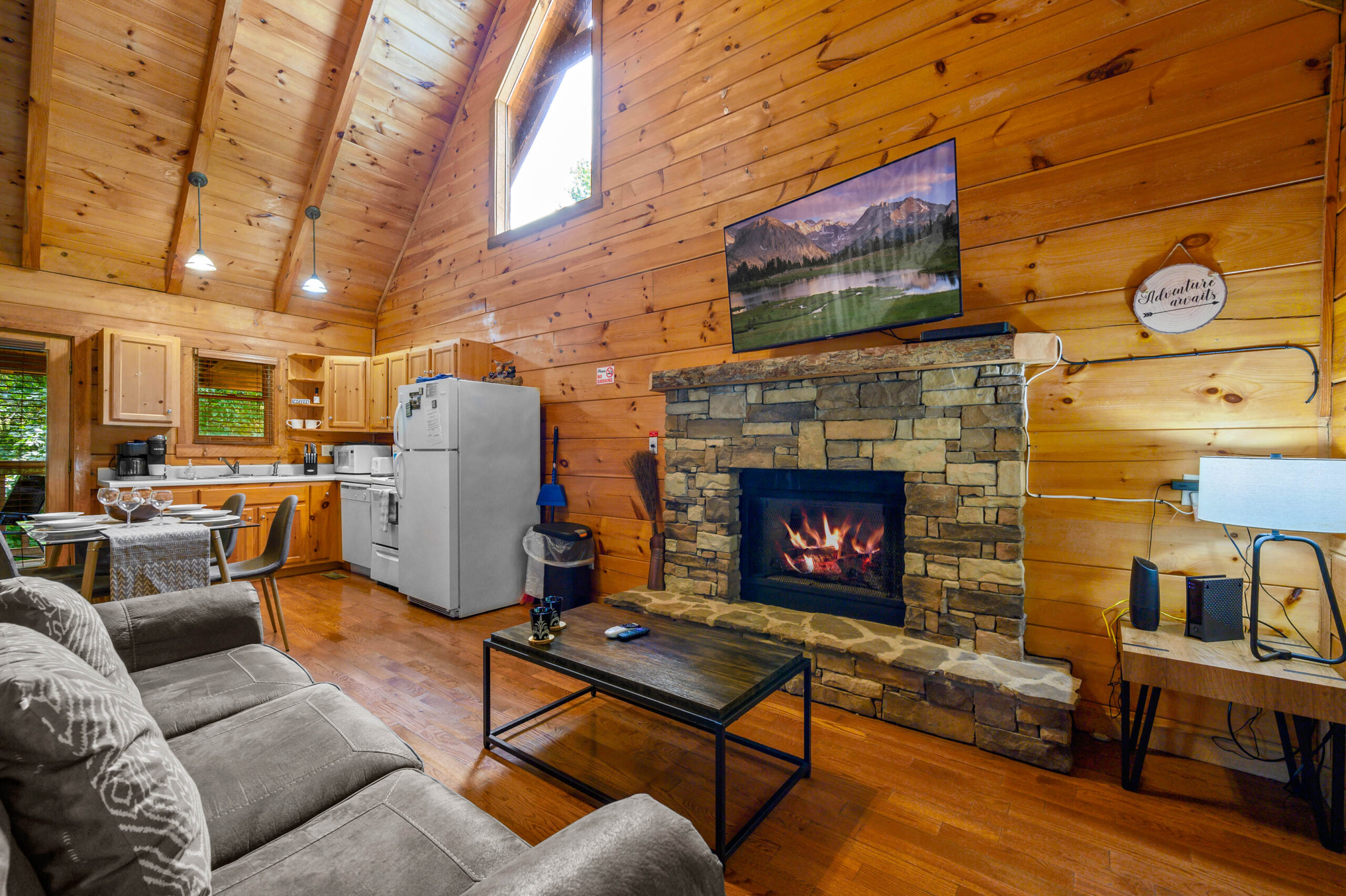 interior of Sunrise Woods Retreat cabin