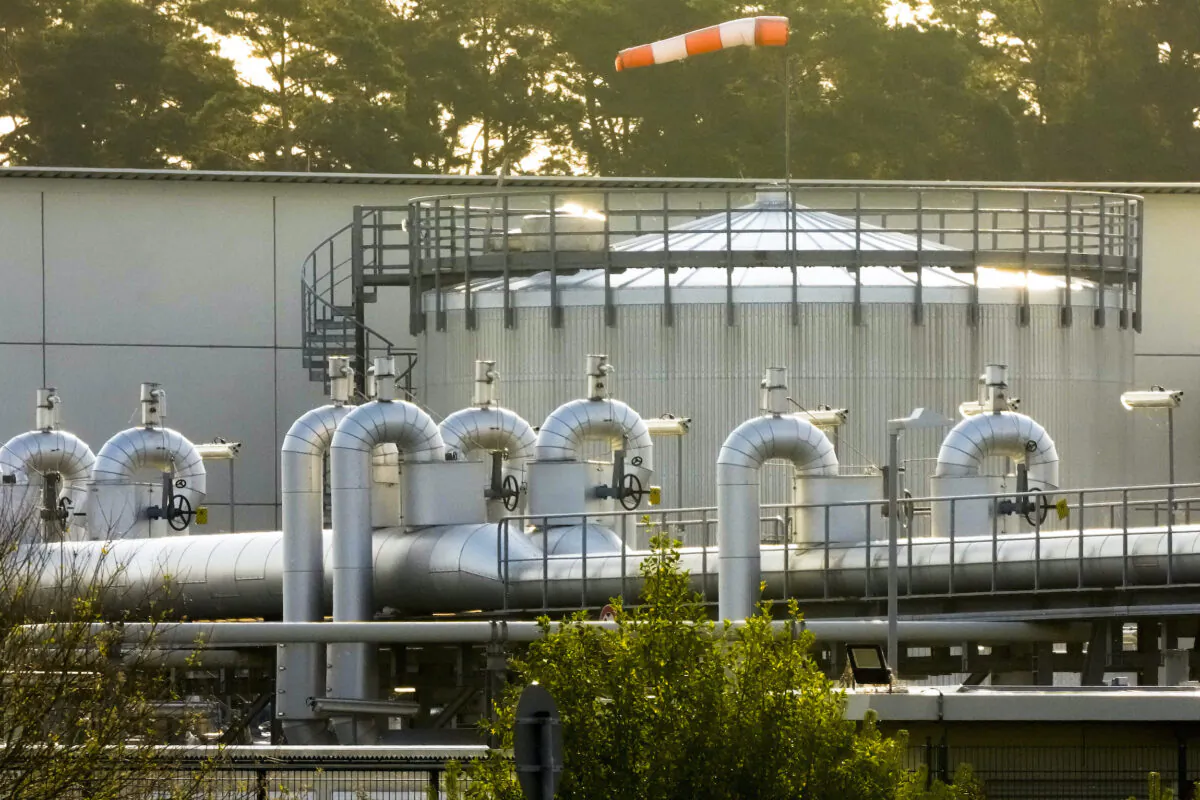 The landfall facility of the Nord Stream 1 Baltic Sea pipeline and the transfer station of the OPAL gas pipeline, the Baltic Sea Pipeline Link, in Lubmin, Germany, on July 21, 2022. (Markus Schreiber/AP Photo)