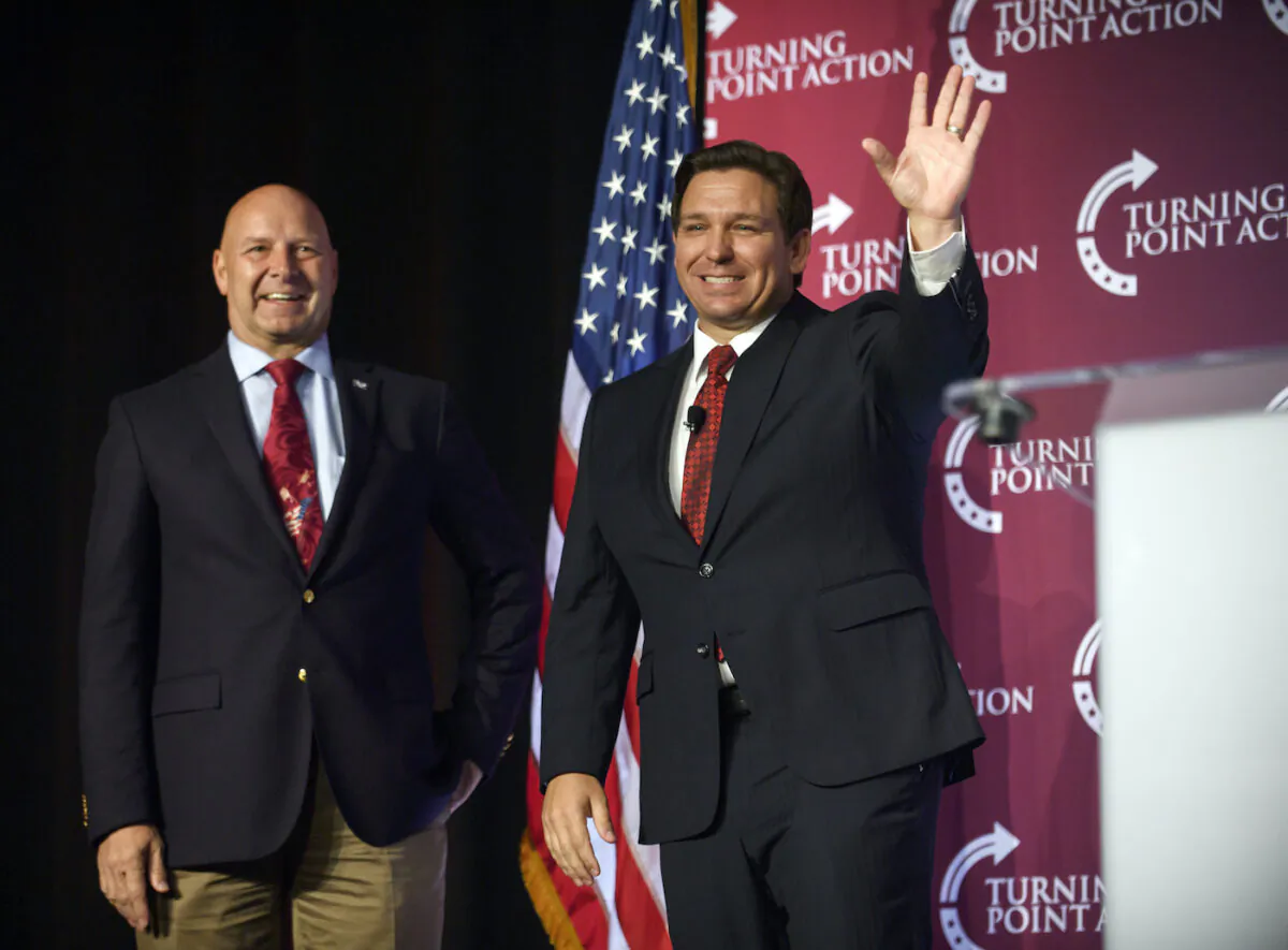 Florida Gov. Ron DeSantis speaks at the Unite and Win Rally in support of Pennsylvania Republican gubernatorial candidate Doug Mastriano at the Wyndham Hotel in Pittsburgh, Pa. on Aug. 19, 2022. (Jeff Swensen/Getty Images)