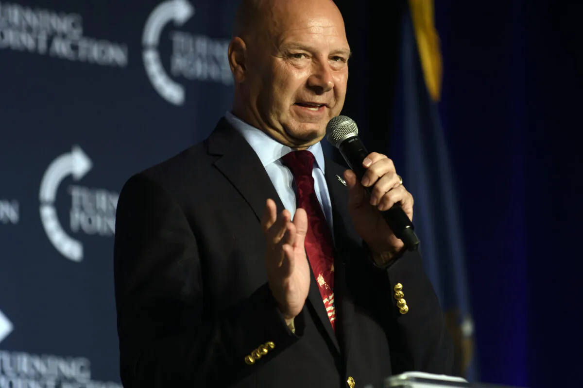 Pennsylvania Republican gubernatorial candidate Doug Mastriano speaks to supporters at the Unite and Win Rally at the Wyndham Hotel in Pittsburgh on Aug. 19, 2022. (Jeff Swensen/Getty Images)