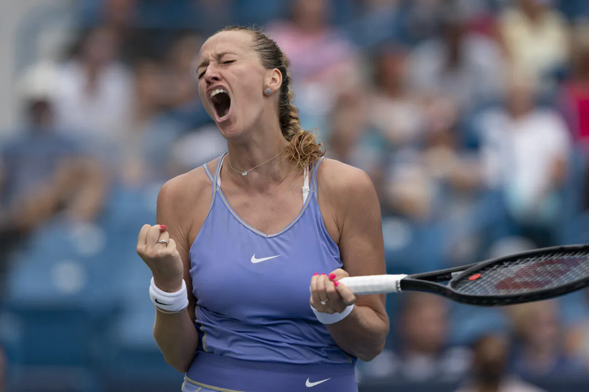 Petra Kvitova of Czech Republic reacts to a point during match against Madison Keys of the United States at the Western & Southern Open at the Lindner Family Tennis Center in Cincinnati, Ohio, on Aug. 20, 2022. (Susan Mullane/USA TODAY Sports via Reuters)