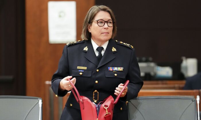 RCMP Commissioner Brenda Lucki appears as a witness at the Standing Committee on Public Safety and National Security on Parliament Hill, in Ottawa on July 25, 2022. (The Canadian Press/Sean Kilpatrick)
