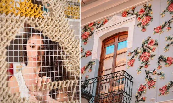 Artist Colors Streets in Spain With Elegantly Embroidered Floral Works of Art: ‘My Mother Taught Me’