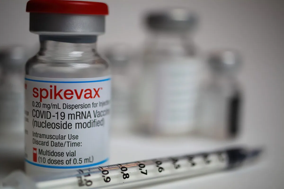 A spikevax vial in Viersen, Germany, on Dec. 9, 2021. (Ralf Liebhold/Shutterstock)