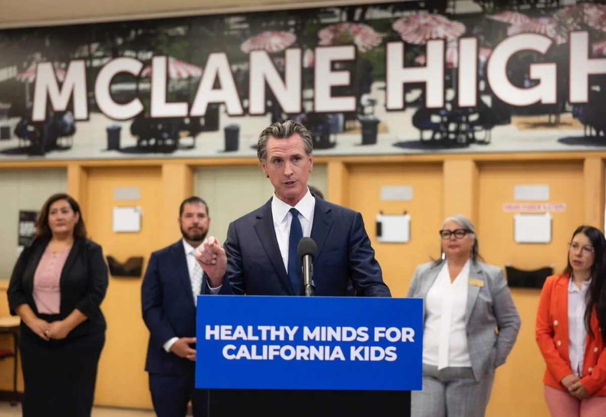 California Gov. Gavin Newsom announced a children's mental health program at McLane High School in Fresno, Calif., on Aug. 18, 2022. (Courtesy of Office of Governor Gavin Newsom)
