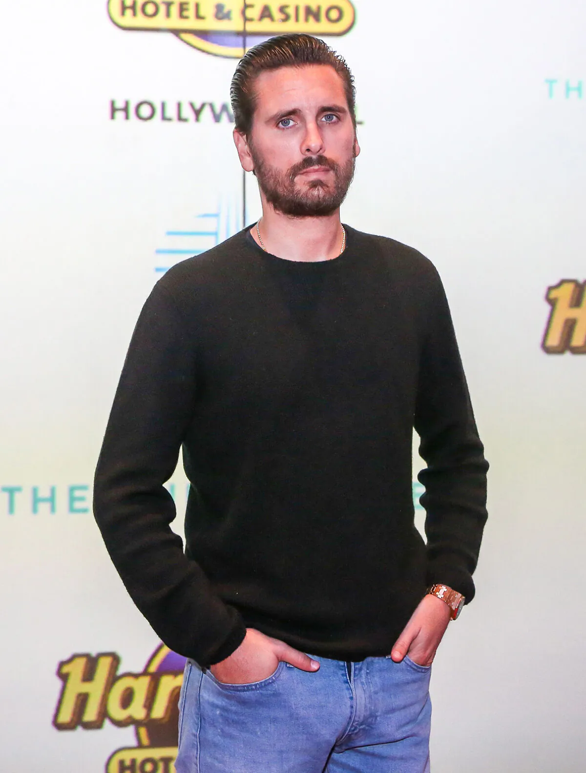 US media personality Scott Disick attends the Grand Opening of the Guitar Hotel expansion at Seminole Hard Rock Hotel & Casino Hollywood, in Hollywood, Florida on Oct. 24, 2019. (Zak Bennett/AFP via Getty Images/TNS)