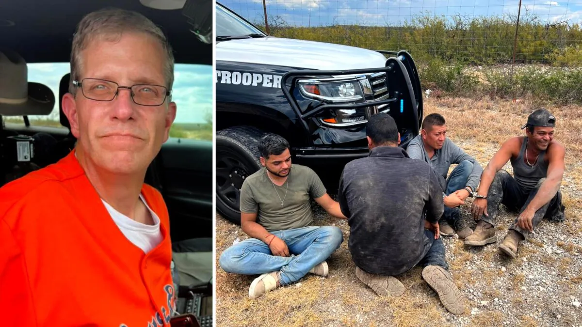 (L) Timothy Daniel Japhet and four illegal aliens (R) he allegedly smuggled across the U.S.-Mexico border in his vehicle. (Courtesy of Galveston County Precinct 2 Constable’s Office)
